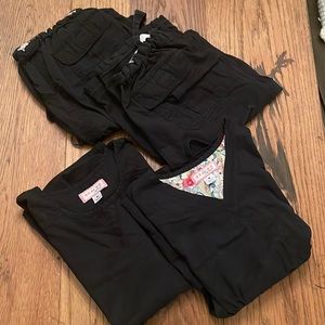 2 black Koi scrub sets